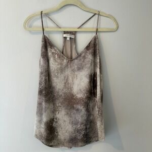Lavender Brown Womens Large Tan Brown Abstract Print Racerback Camisole Tank Top